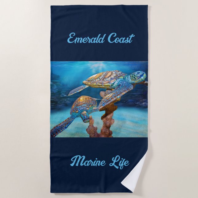 Sea Turtles Emerald Coast Beach Towel (Front)