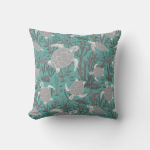 Sea Turtles Grey Blue Cushion