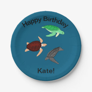 Sea Turtles Happy Birthday Paper Plate