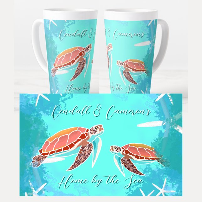 Sea Turtles Home By the Sea Personalised Latte Mug (Creator Uploaded)