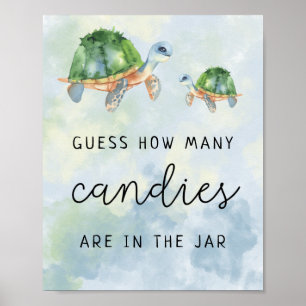 Sea turtles - How many candies baby shower game Poster