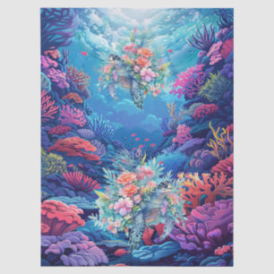 Sea Turtles In Beautiful Scenic Ocean Decoupage Tissue Paper