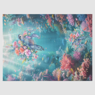 Sea Turtles In Beautiful Scenic Ocean Decoupage Tissue Paper