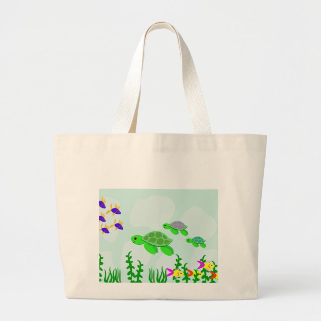 Sea Turtles Large Tote Bag (Front)