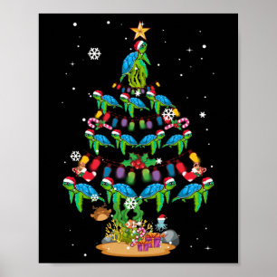 Sea Turtles Lover Xmas Sea Turtle Christmas Tree Poster