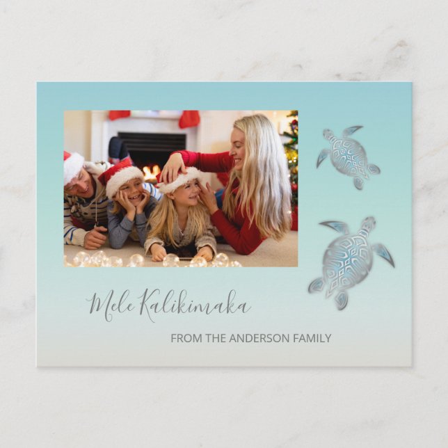 Sea Turtles Mele Kalikimaka Christmas | Name Postcard (Front)