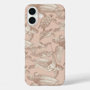 sea turtles mocha mousse cream tan iPhone 16 plus case