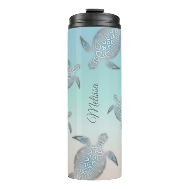 Sea Turtles Pattern Beach  Style Monogram Thermal Tumbler (Front)