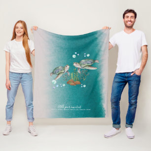 SEA TURTLES Personalised Fleece Blanket