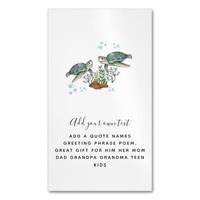 SEA TURTLES Personalised Magnetic Business Card (Front Vertical)