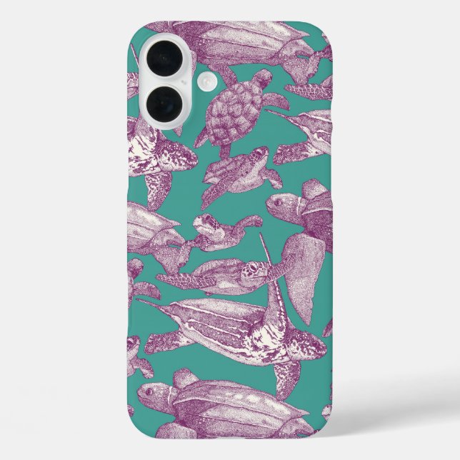 sea turtles purple turquoise Case-Mate iPhone case (Back)