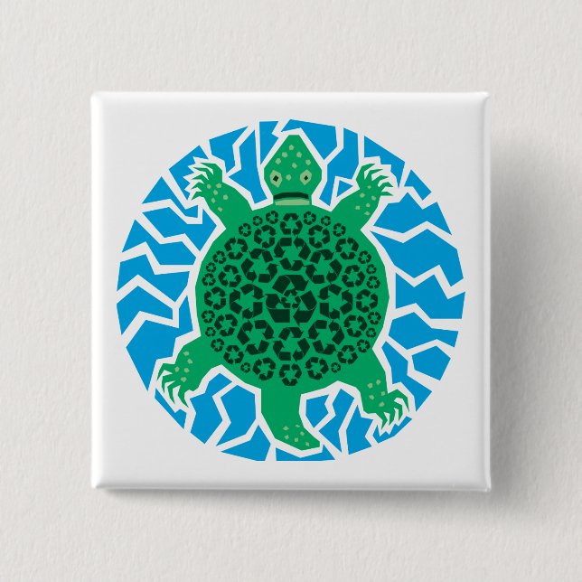 Sea Turtles, Recycling 15 Cm Square Badge (Front)