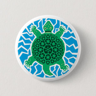 Sea Turtles, Recycling 6 Cm Round Badge