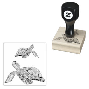 Sea Turtles Reptiles Rubber Stamp
