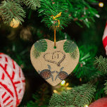 Sea Turtles Sand Heart and Palms Ceramic Ornament<br><div class="desc">Celebrate your first Christmas as husband and wife,  or as a couple,  or to remember a special tropical getaway with this heart shaped ornament featuring a heart in the sand with ANY initials,  sea turtles and palm fronds.  Room on the back for your special message.</div>