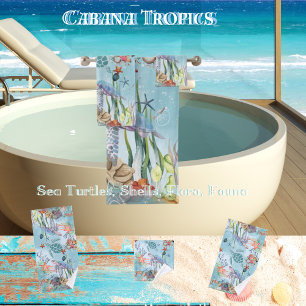 Sea Turtles, Shells, Flora & Fauna Bath Towel Set