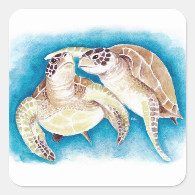 Sea Turtles Square Sticker (Front)
