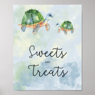 Sea turtles - sweets and treats baby shower poster