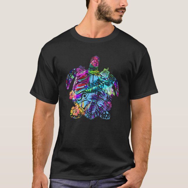 Sea Turtles T Shirt Funny Gift Colourful Turtle Lo (Front)