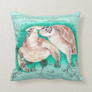 Sea Turtles Teal Cushion