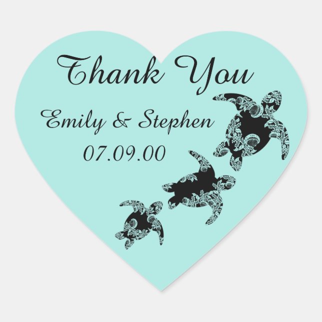 Sea Turtles Thank You Heart Sticker (Front)