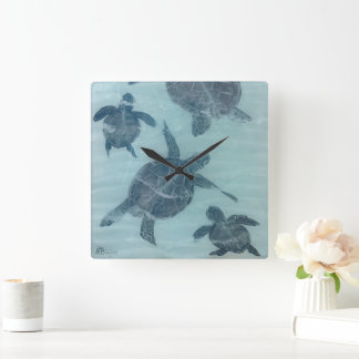 Sea turtles tropical ocean wall clock