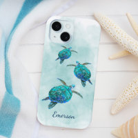 Sea Turtles Watercolor Coastal Name