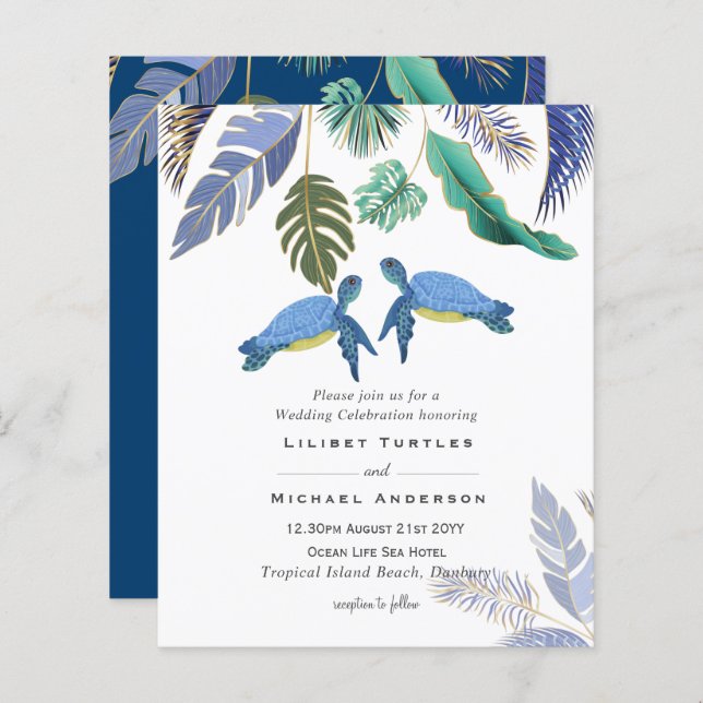 Sea Turtles Wedding Blue Yellow (Front/Back)