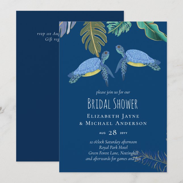 Sea Turtles Wedding Blue Yellow (Front/Back)