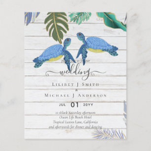 Sea Turtles Wedding Blue Yellow Flyer
