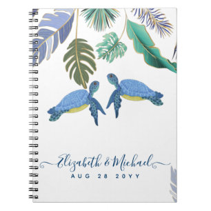 Sea Turtles Wedding Blue Yellow Notebook