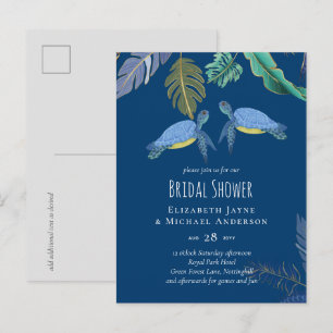 Sea Turtles Wedding Blue Yellow Postcard