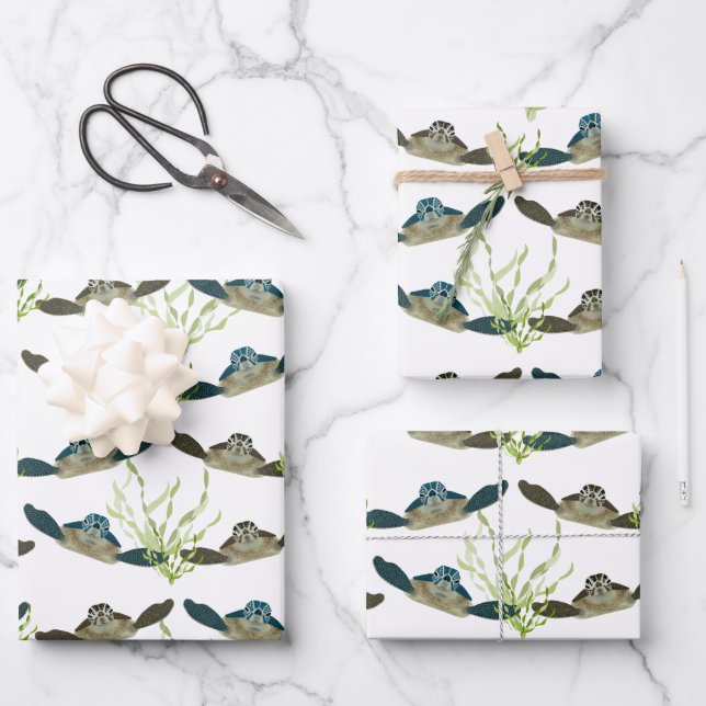 Sea Turtles Wrapping Paper Sheets (Front)