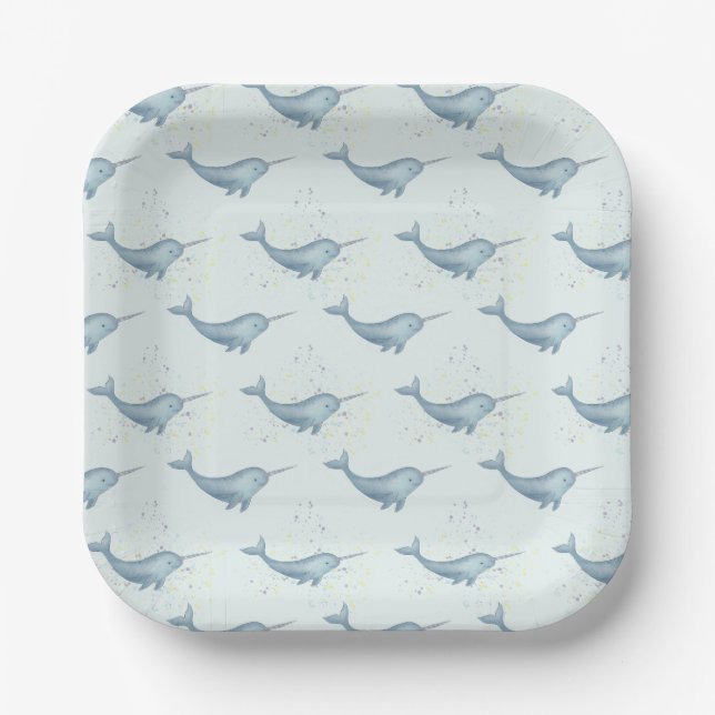 Sea Unicorn Narwhal  Paper Plate (Front)