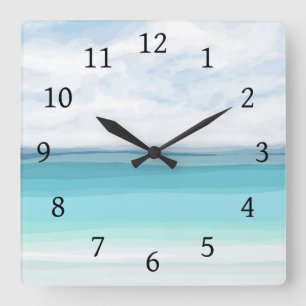 Sea View 282 Turquoise ocean Square Wall Clock
