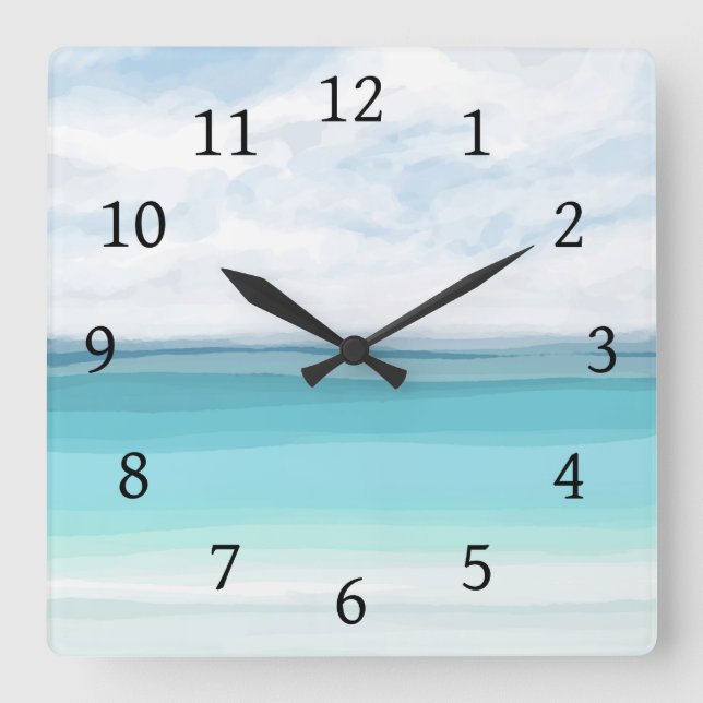 Sea View 282 Turquoise ocean Square Wall Clock (Front)