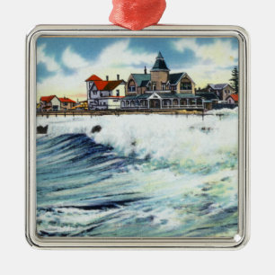 Sea View Avenue Waterfront View of the Surf Metal Ornament