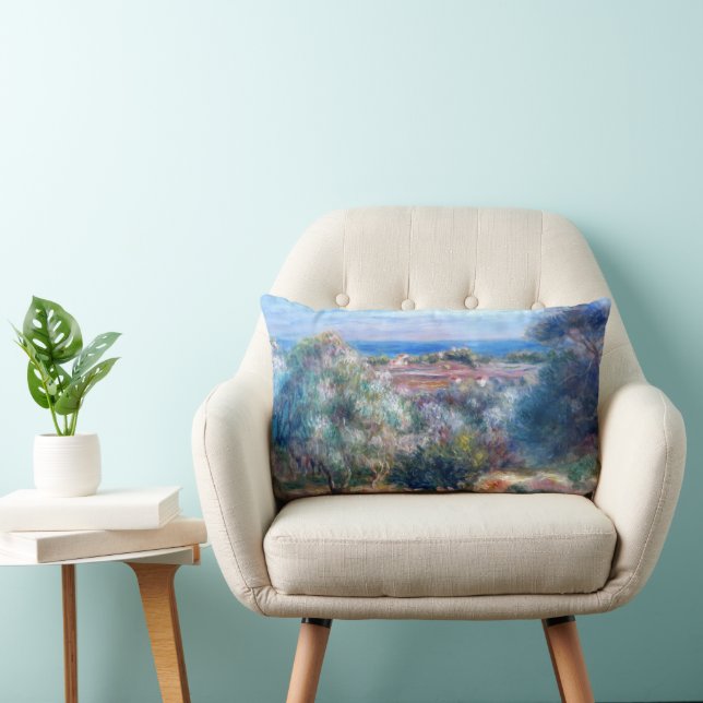 Sea view by Auguste Renoir Lumbar Cushion (Chair)