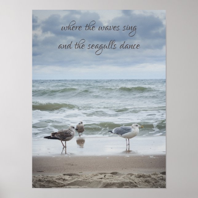 Sea view : waves and seagulls poster (Front)