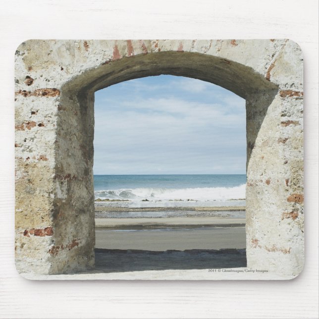 Sea viewed from an archway mouse pad (Front)