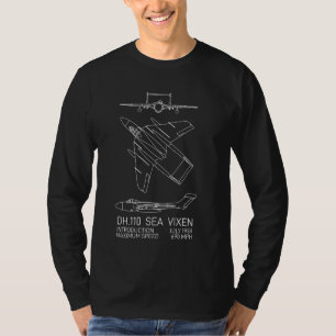 Sea Vixen British 1950s Jet Plane Blueprints Infog T-Shirt