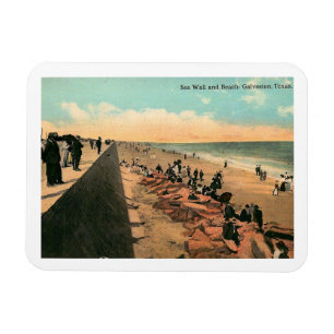 Sea Wall, Galveston, Texas 1912 Vintage  Magnet