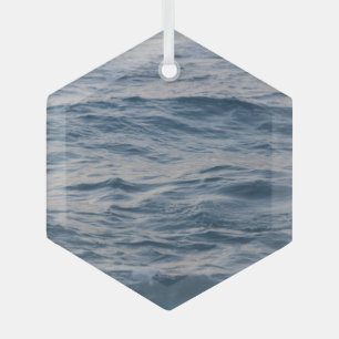 Sea Water Ripple Close-Up Photo Glass Tree Decoration