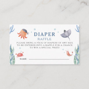 Sea Watercolor Baby Shower Diaper Raffle  Enclosure Card