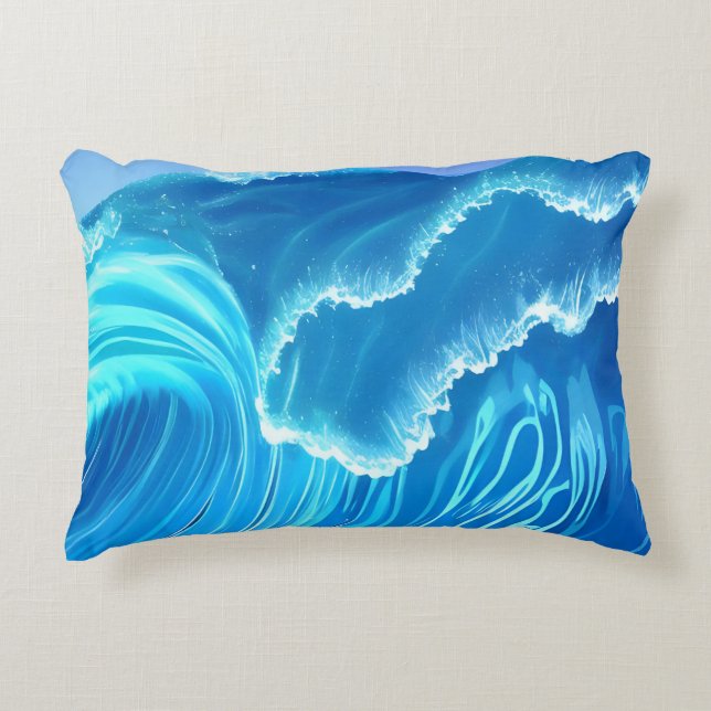 Sea wave design - Flowing Wave  Decorative Cushion (Front)