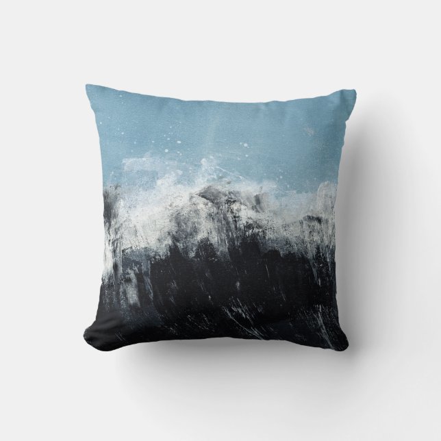 Sea wave: hand-painted design cushion (Front)