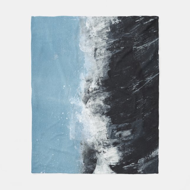 Sea wave: hand-painted design fleece blanket (Front)