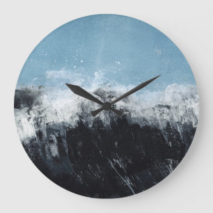 Sea wave: hand-painted design large clock
