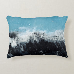 Sea wave. Hand painted illustration Decorative Cushion
