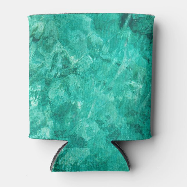 Sea Wave: Turquoise Liquid Background Can Cooler (Front)